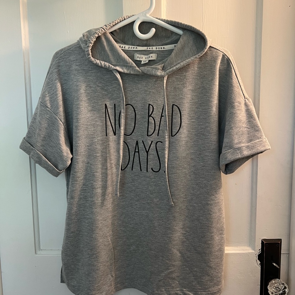 Rae Dunn Gray Short Sleeve Hoodie - Picture 2 of 4